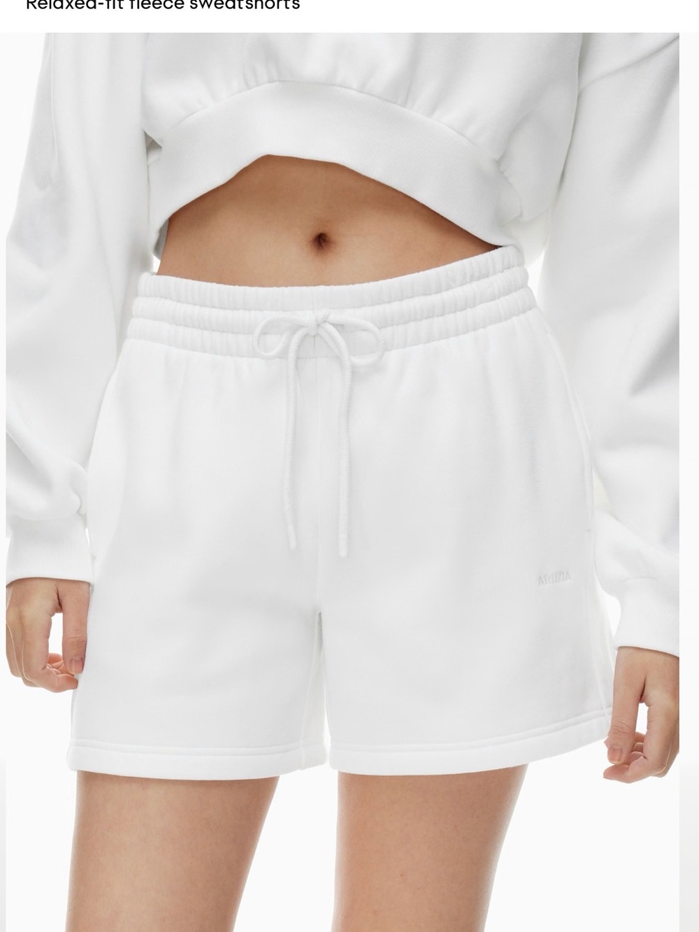 Heather Cloud White TNA Boyfriend Sweat Shorts